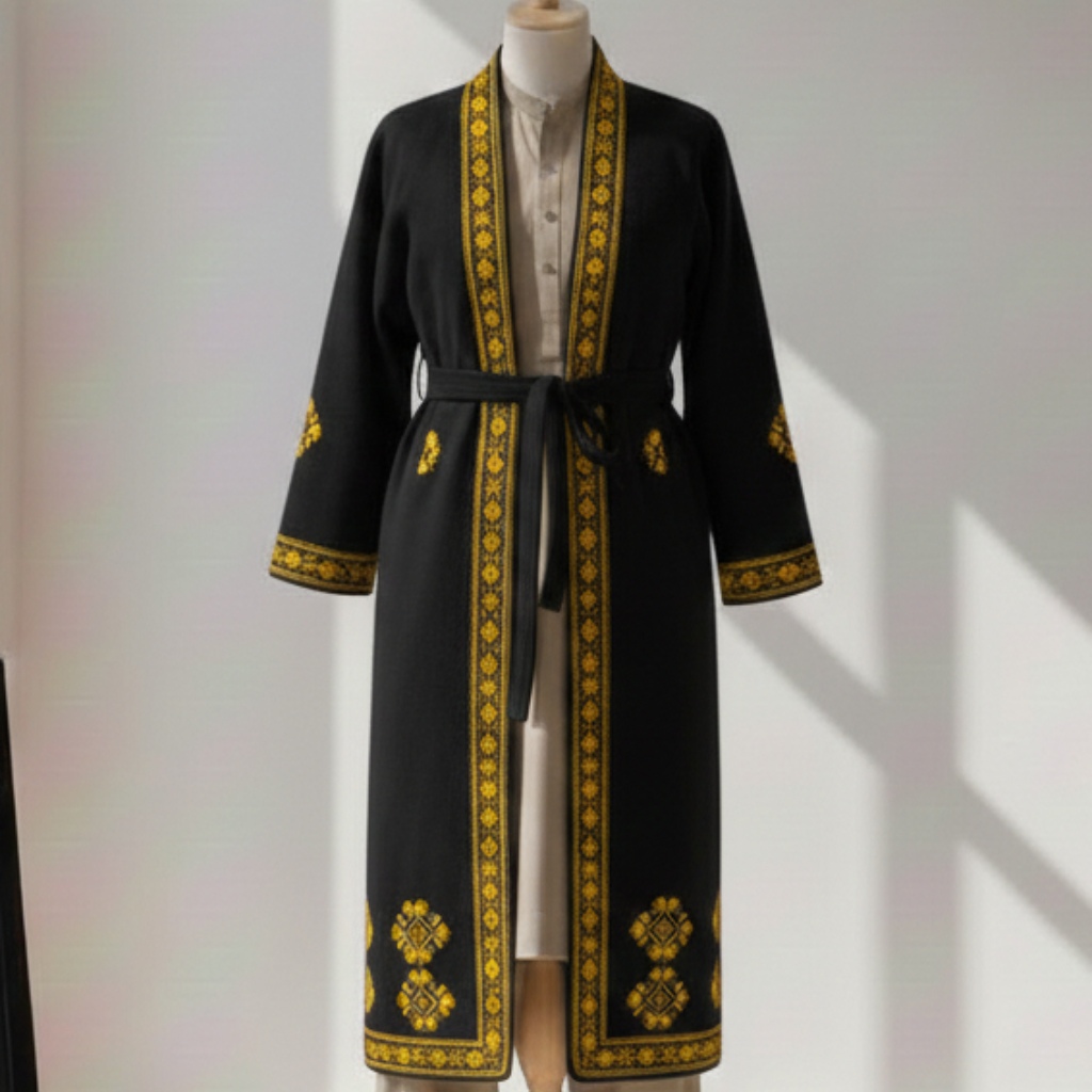 Mens Long Coats - Black & Yellow